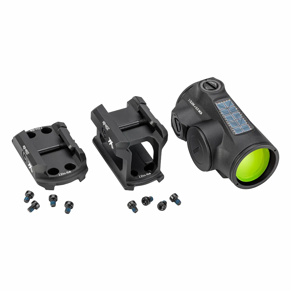 Kolimator Vortex Crossfire II Solar Green Dot zamontowany na bazie Lower 1/3 Co-Witness
